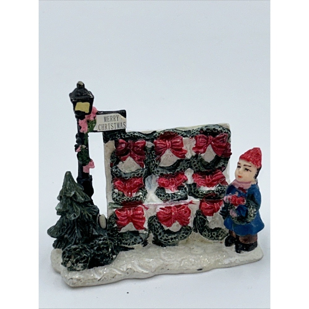 Vintage Merry Christmas Village Accessory Wreaths for Sale